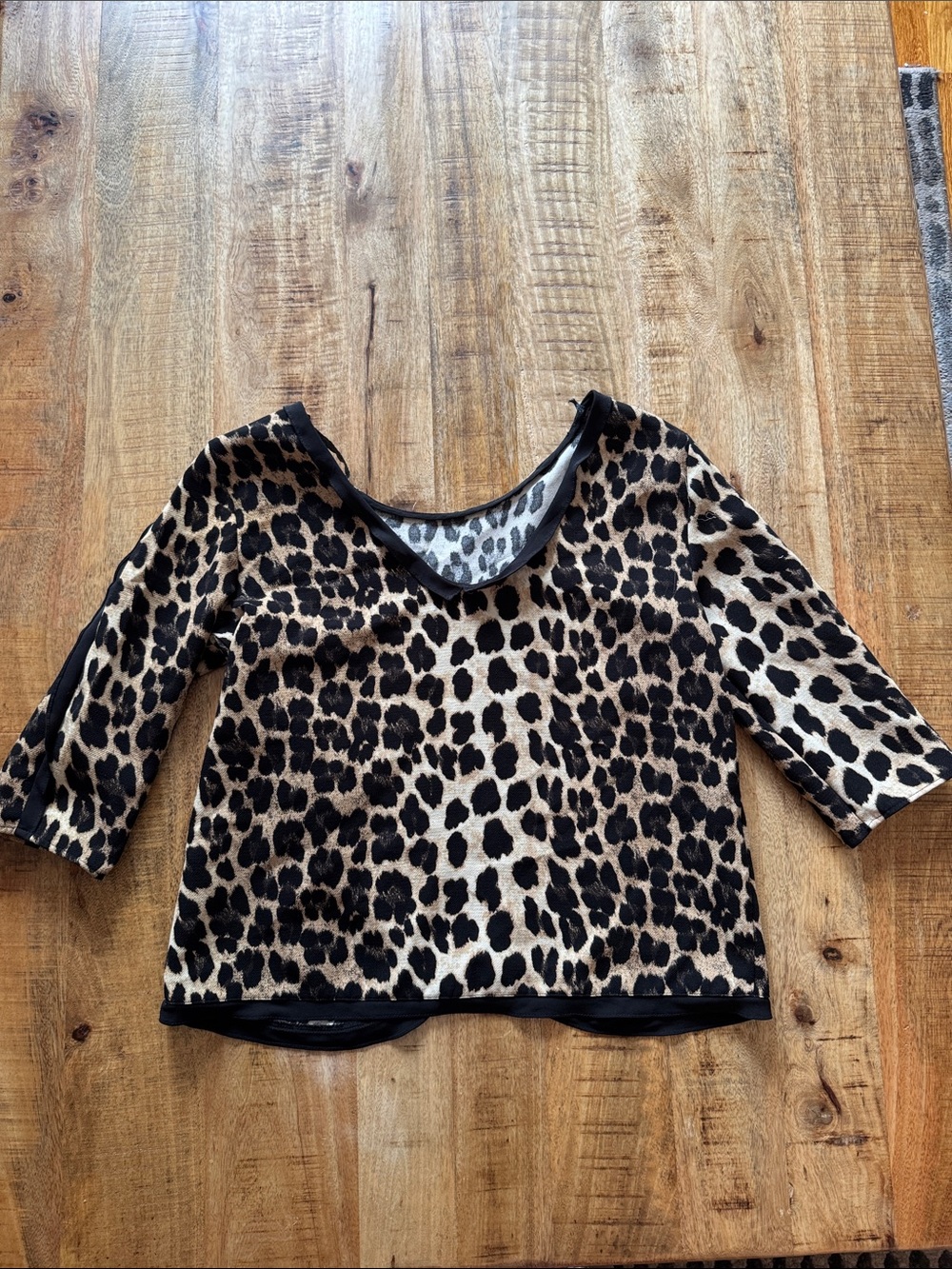 Zara Leopard Print Scoop Neck Top - Tan & Black EUC SMALL